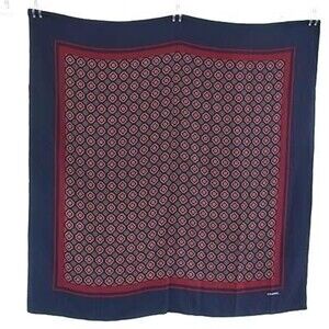 CHANEL Chanel Stole/Scarf, Navy x Multicolor Silk, Women's Shawl